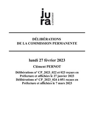 2023 02 27 Recueil Des Délibérations