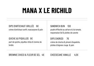 Menu Mana - 17 & 18 Mars Pavillon Noir