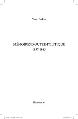 Extraits - Alain Badiou - Mémoires D'outre Politique