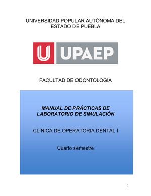 Manual De Clinica De Operatoria Dental I Primavera 2023