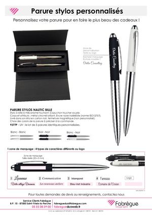 Parure Stylos Personnalisation