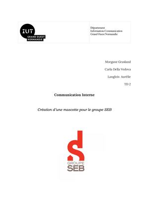 Com interne-création d'une mascotte pour SEB