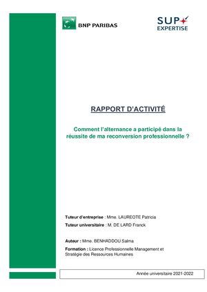 Rapport D'activité Bnpparibas Benhaddou Salma 2021 2022 Lprh 1