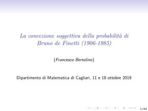 De Finetti La Concezione soggettiva della Probabilità
