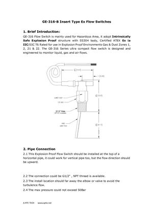 ATEX Smart Paddle Flow Switches - GE-316-B ExiaIICT6 ExiaIIIC T85C