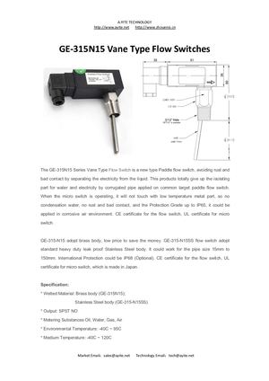 GE-315N15 Vane Type Flow Switches CE certificate stainless steel