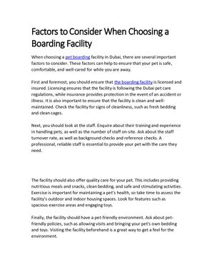 Factors To Consider When Choosing A Boarding Facility