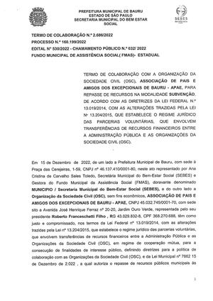 Termo de Colaboração nº 2.686/2022 - SEID - FMAS - Estadual