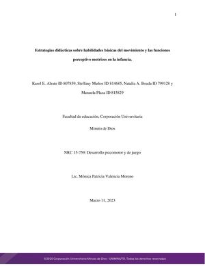 Actividad 5: Estrategias didacticas sobre habilidades basicas del movimiento y las funciones perceptivo motrices en la infancia