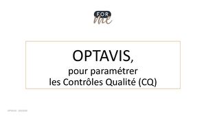 Parametrer Controle Qualite Sur Optavis