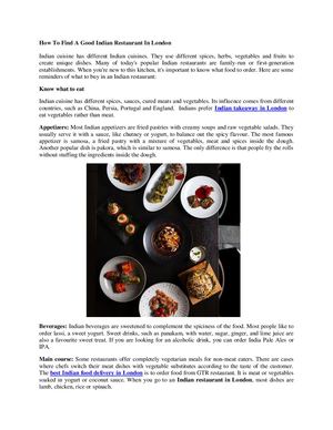 How To Find A Good Indian Restaurant In London