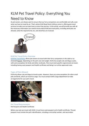 KLM Pet Travel Policy Everything You Need To Know