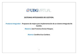 Producto Integrador Propuesta Para La Implementacion De Un Sistema Integrado De Gestion