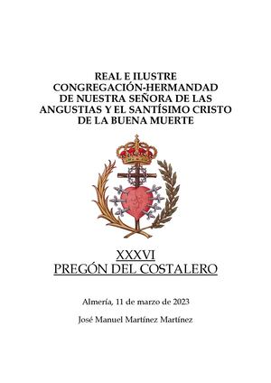 XXXVI PREGÓN DEL COSTALERO