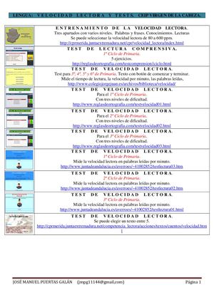 VELOCIDAD LECTORA Y TEST