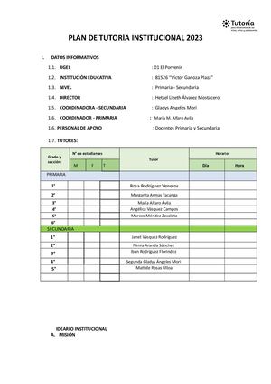 Plan De Tutoria 2023