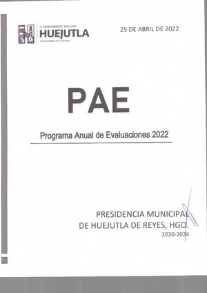 Programa Anual de Evaluaciones 2022