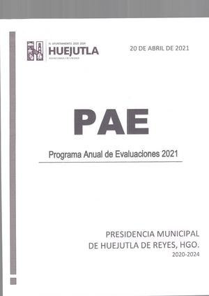 Programa Anual de Evaluaciones 2021