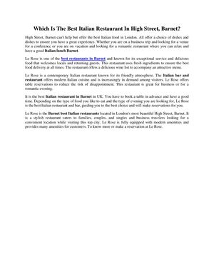 Which Is The Best Italian Restaurant In High Street, Barnet