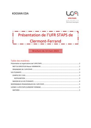 Devoir Burautique UFR STAPS
