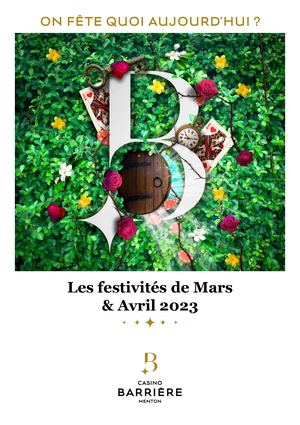 PROGRAMME DES FESTIVITÉS MARS AVRIL 2023