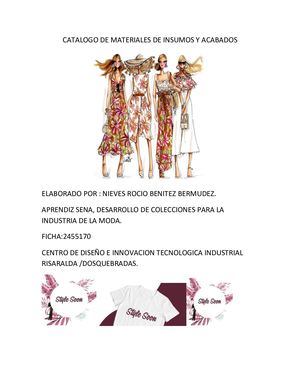 Catalogo De Materiales De Insumos Y Acabados