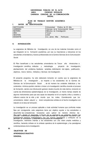 Proyecto De Trabajo De Metodos De Investigación