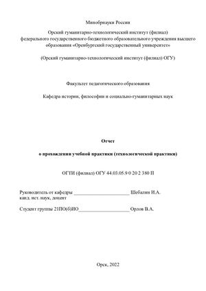 Орлов Владислав отчёт по технологической практике