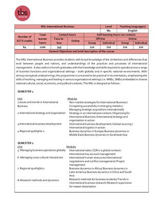Syllabus MSc International Business 2023 2024