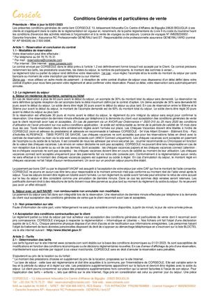 Conditions Générales de vente Corséole