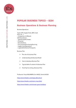 Business Operations & Business Plan