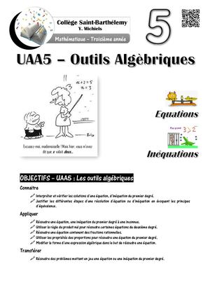 Chapitre 8 Equations, Inéquations