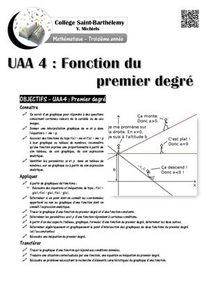 Chapitre 11 Fonction Du Premier Degré Et Systèmes