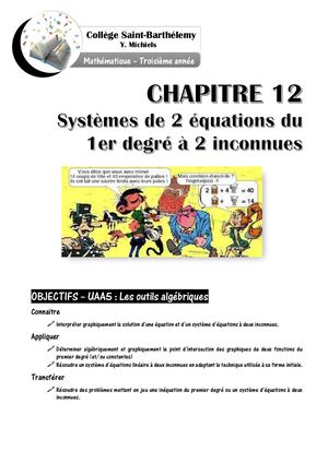 Chapitre 12 Systèmes De Deux éQuations