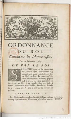 1769 12 27 Ordonnance Concernant Les Marechaussees