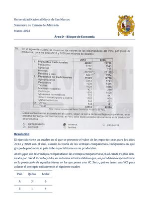 Simulacro UNMSM - Mar23 - AreaD - Economía