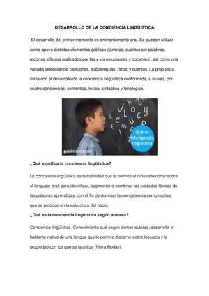Desarrollo De La Conciencia Lingüística