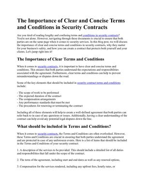 The Importance Of Clear And Concise Terms And Conditions In Security Contracts