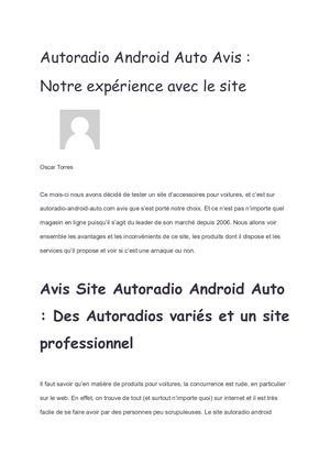 Autoradio Android Auto Avis