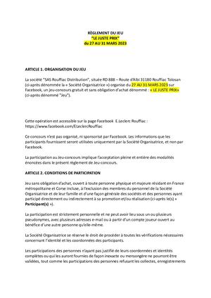 Règlement Jeu Le Juste Prix