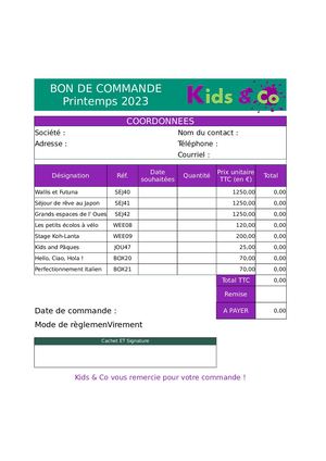 Bon De Commande Catalogue Printemps 2023