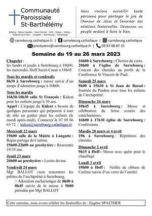 Feuillet Du 19 Au 26 Avril 2023