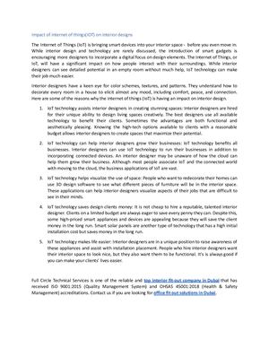 Impact Of Internet Of Things(iot) On Interior Designs