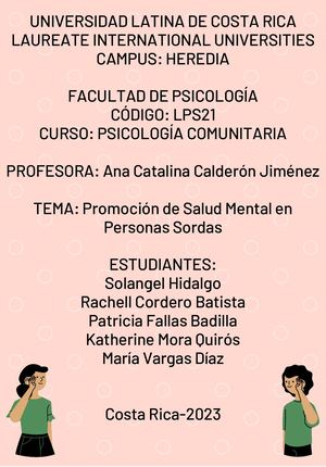 Taller Promocion De La Salud Mental En Personas Sordas