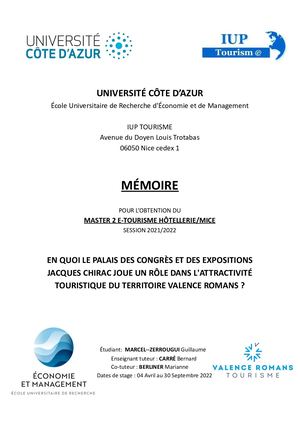 Mémoire M2 Palais Des Congres Valence