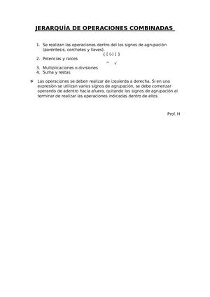 Jerarquía De Operaciones Combinadas