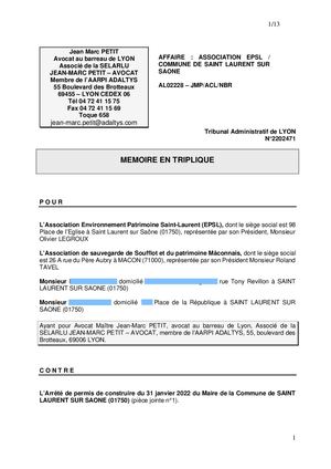 Memoire n°6 en Triplique 9 mars 2023