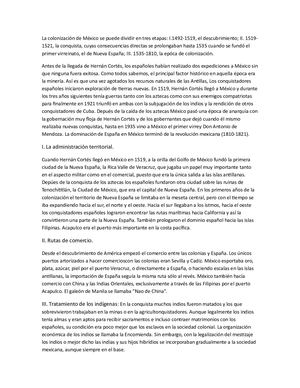La Colonización De México Se Puede Dividir En Tres Etapas