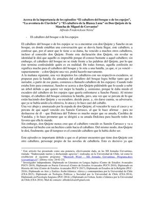 Acerca De La Importancia De Los Episodios “El Caballero Del Bosque O De Los Espejos”, “La Aventura De Clavileño” Y “El Caballero De La Blanca Luna” En Don Quijote De La Mancha De Miguel De Cervantes