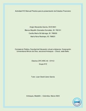 Actividad N°2 Manual Práctico Para La Presentación De Estados Financiero